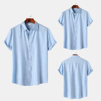 Iris Elegant Shirt with Short Sleeve and Button Front in Beige