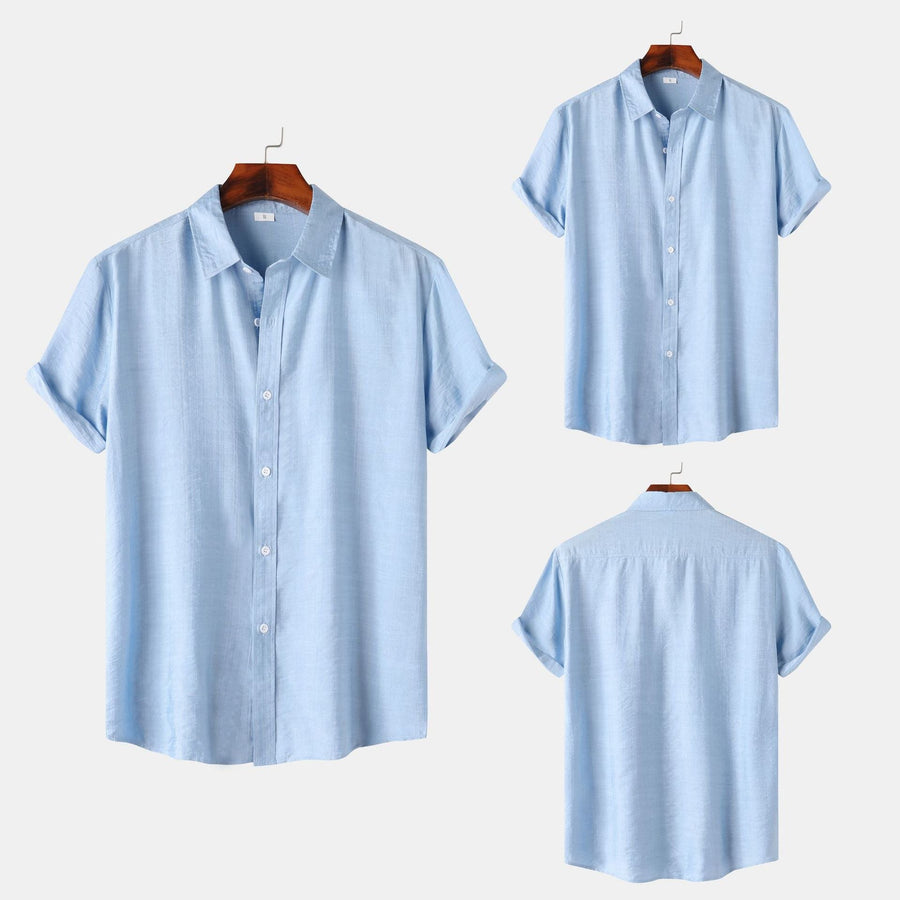 Iris Elegant Shirt with Short Sleeve and Button Front in Beige