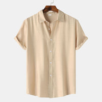 Iris Elegant Shirt with Short Sleeve and Button Front in Khaki