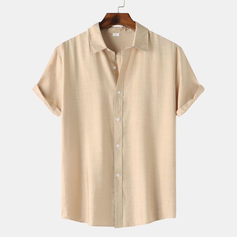 Iris Elegant Shirt with Short Sleeve and Button Front in Khaki