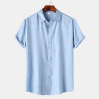 Iris Elegant Shirt with Short Sleeve and Button Front in Light Blue