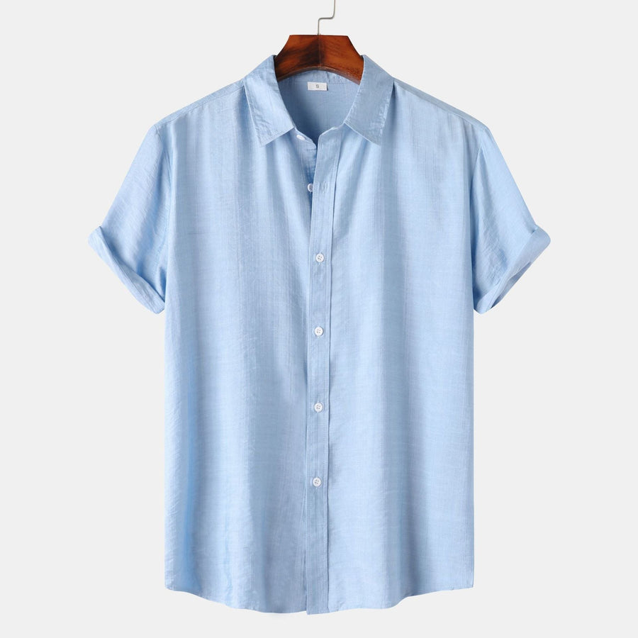 Iris Elegant Shirt with Short Sleeve and Button Front in Light Blue