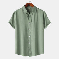Iris Elegant Shirt with Short Sleeve and Button Front in Light Green