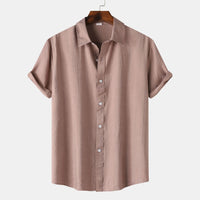 Iris Elegant Shirt with Short Sleeve and Button Front in Pink