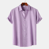 Iris Elegant Shirt with Short Sleeve and Button Front in Purple