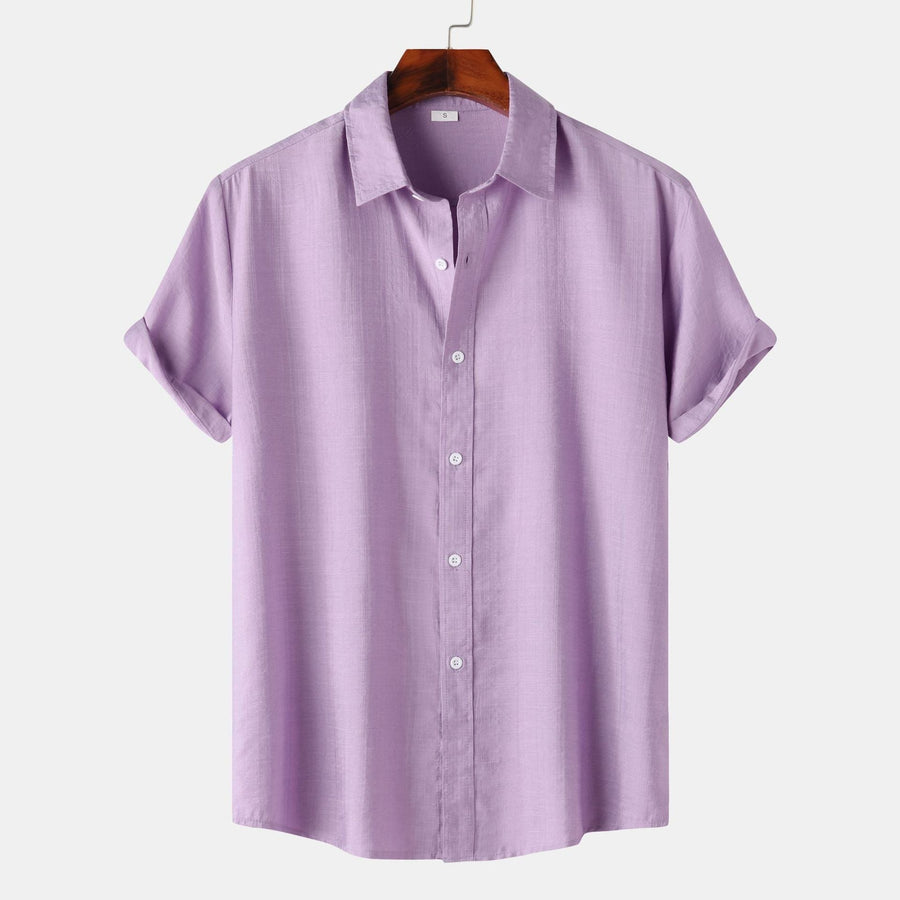 Iris Elegant Shirt with Short Sleeve and Button Front in Purple