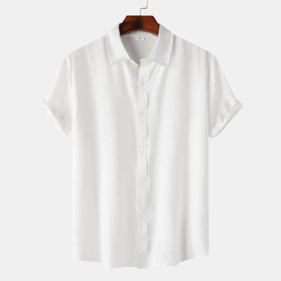 Iris Elegant Shirt with Short Sleeve and Button Front in White