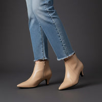 Iris Kitten Heel Ankle Boot in Beige
