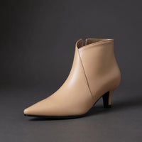 Iris Kitten Heel Ankle Boot in Beige