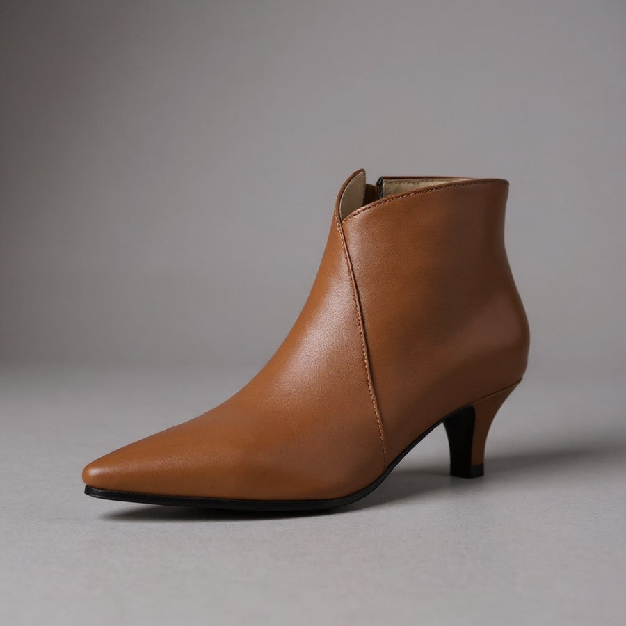 Iris Kitten Heel Ankle Boot in Sienna Brown
