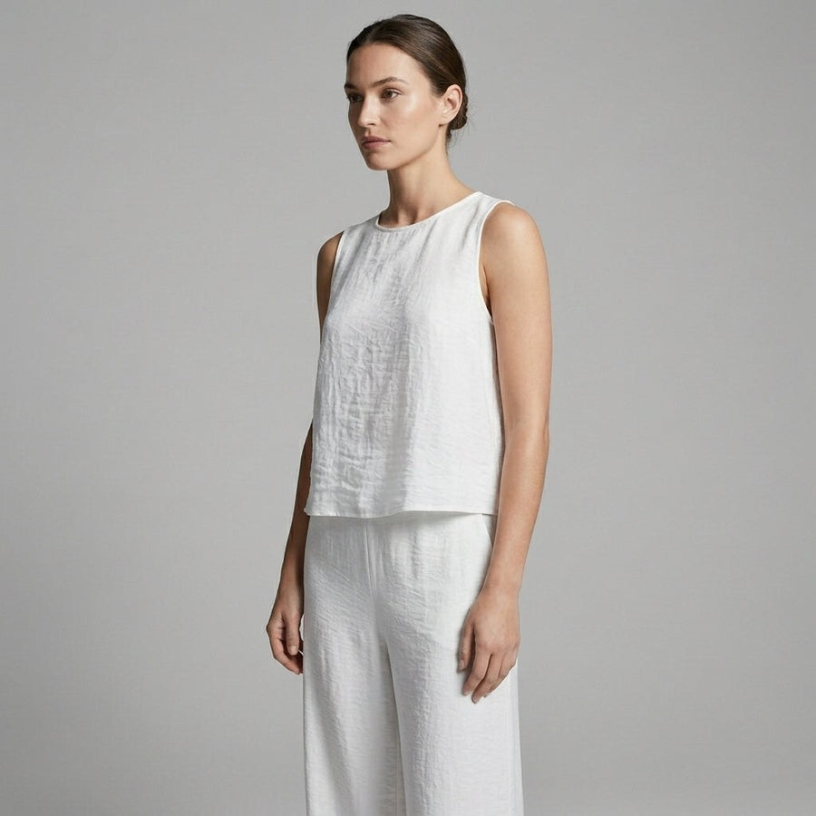 Iris Sleeveless Wide-Leg Two-Piece Set in Chalk