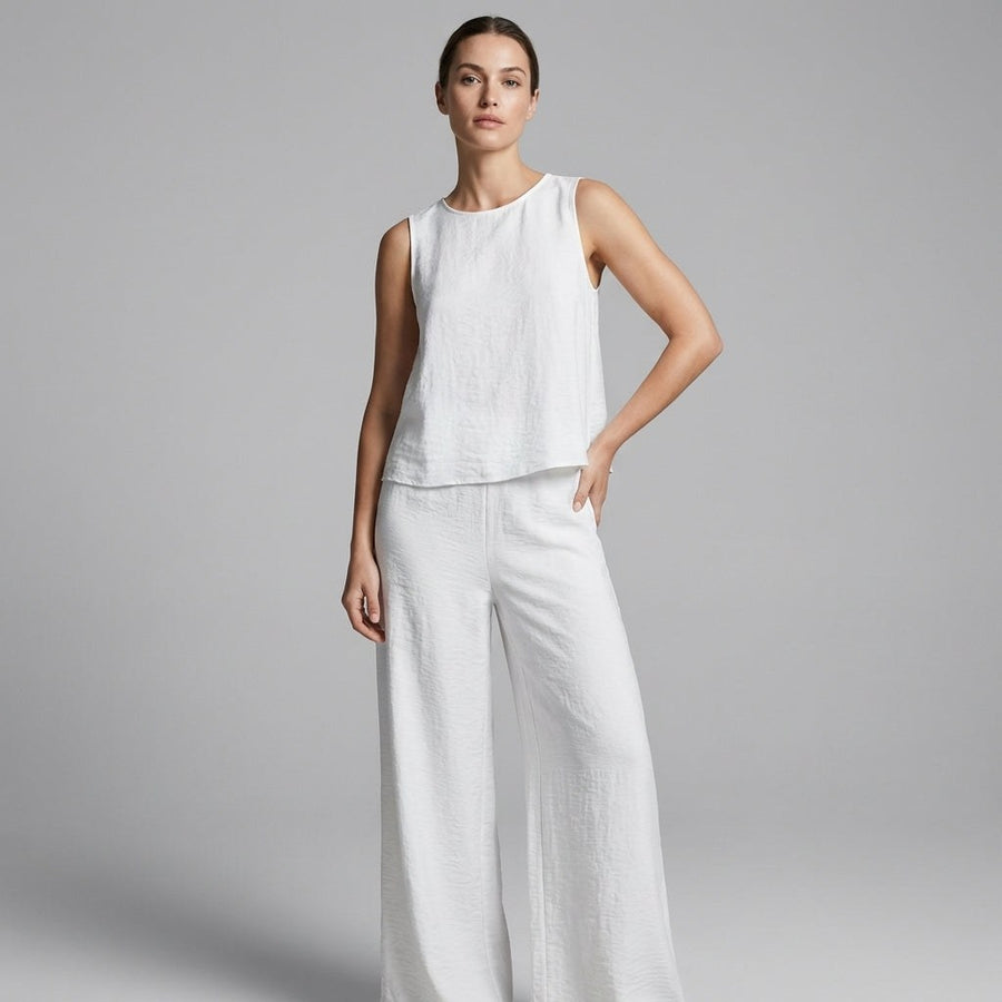 Iris Sleeveless Wide-Leg Two-Piece Set in Chalk