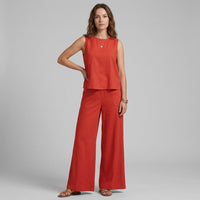 Iris Sleeveless Wide-Leg Two-Piece Set in Crimson