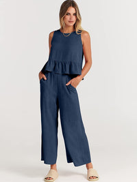 Isabeau Airy Trousers in Navy