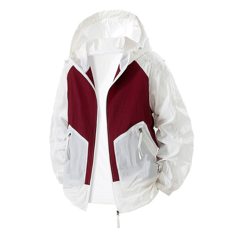 Isabeau Lightweight Jacket with Hood in Red
