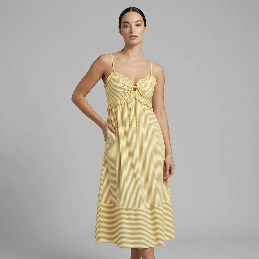 Isabella Tie-Front Midi Dress in Buttercup