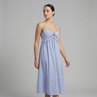 Isabella Tie-Front Midi Dress in Frost