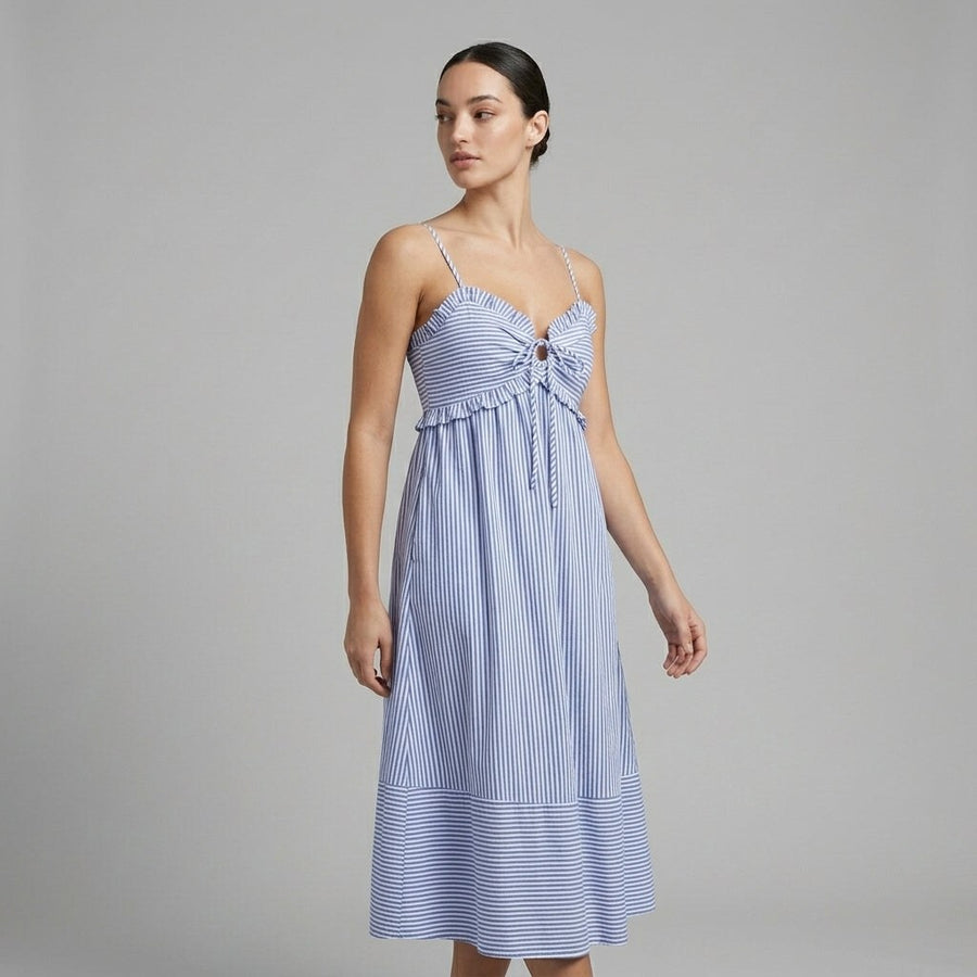 Isabella Tie-Front Midi Dress in Frost