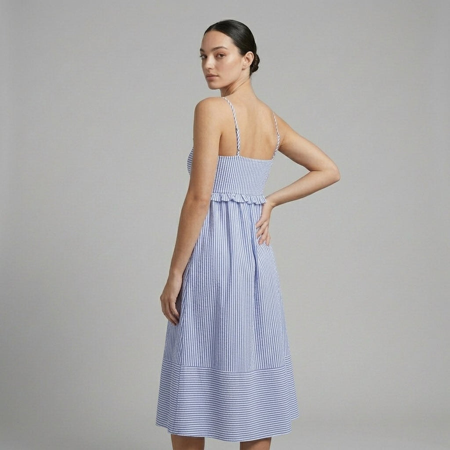 Isabella Tie-Front Midi Dress in Frost