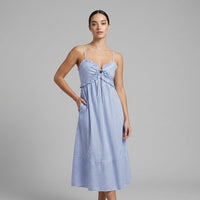 Isabella Tie-Front Midi Dress in Frost