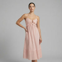 Isabella Tie-Front Midi Dress in Peach
