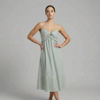 Isabella Tie-Front Midi Dress in Sage