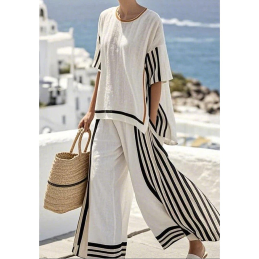 Isabelle™ Striped Two-Piece Set in White