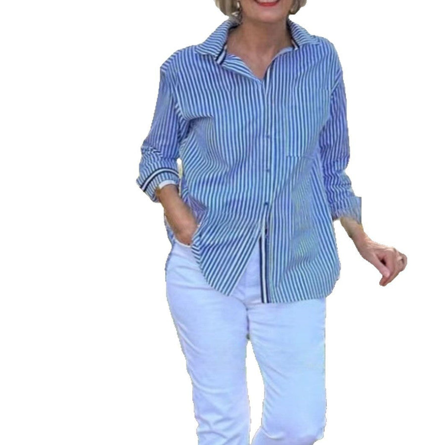 Isadora Blouse with Long Sleeve and Button Front in Pink