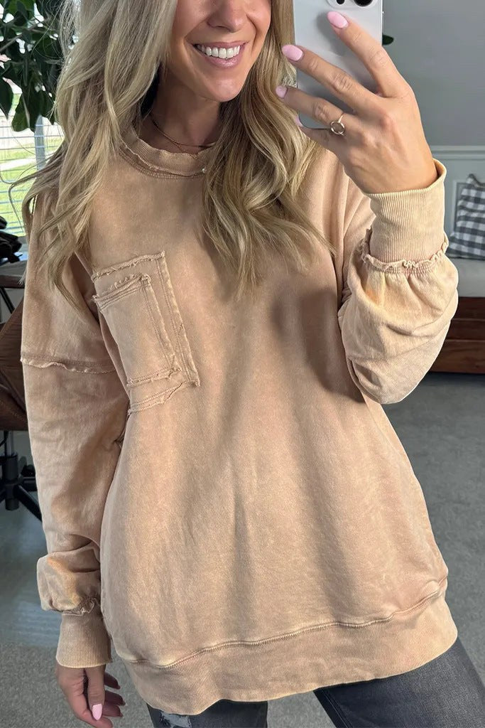 Isadora Casual Shirt with Ruffles and Oversized in Beige