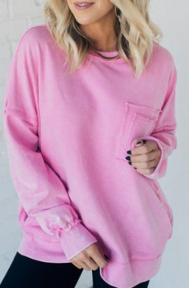 Isadora Casual Shirt with Ruffles and Oversized in Pink