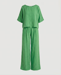 Isadora Linen Top with Side Pockets and Pockets in Green