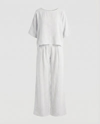 Isadora Linen Top with Side Pockets and Pockets in White