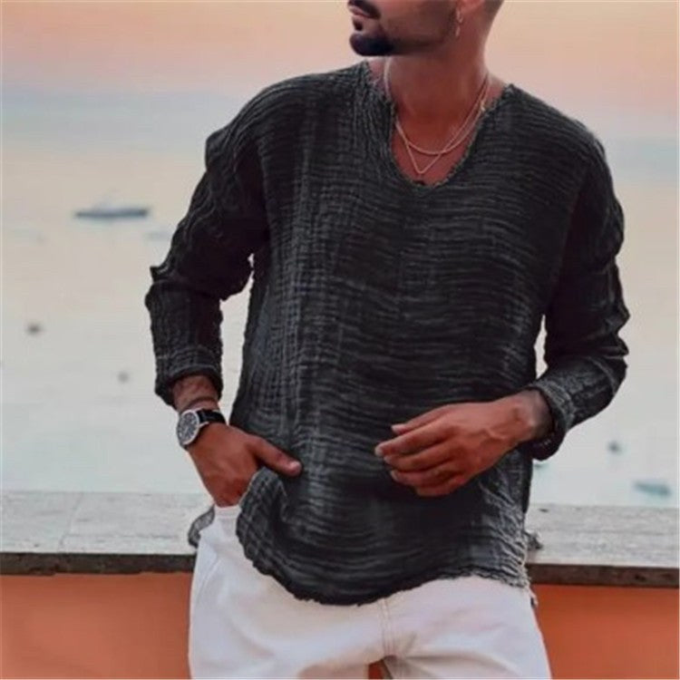 Isidor Casual Linen Shirt in Black