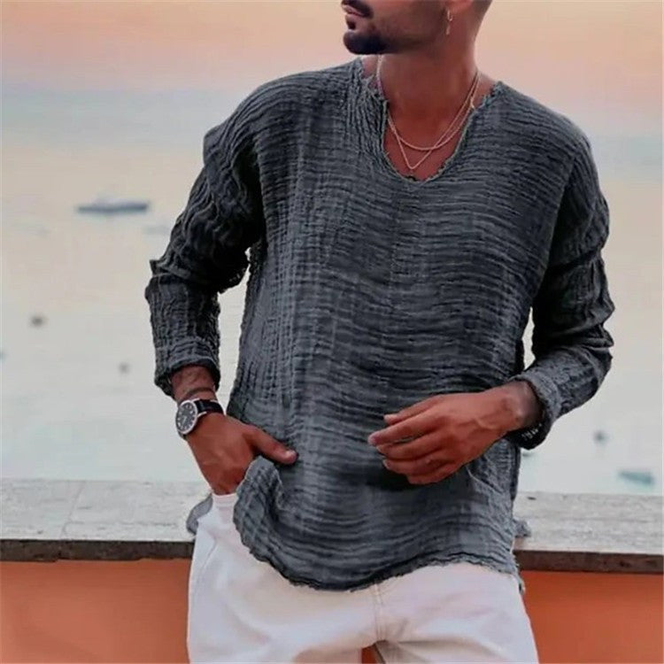 Isidor Casual Linen Shirt in Blue