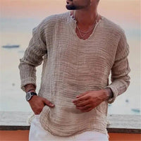 Isidor Casual Linen Shirt in Khaki