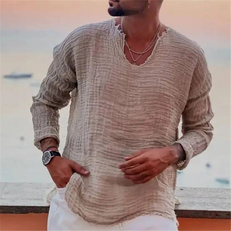 Isidor Casual Linen Shirt in Khaki