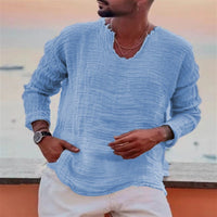Isidor Casual Linen Shirt in Light Blue