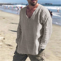 Isidor Casual Linen Shirt in Light Grey