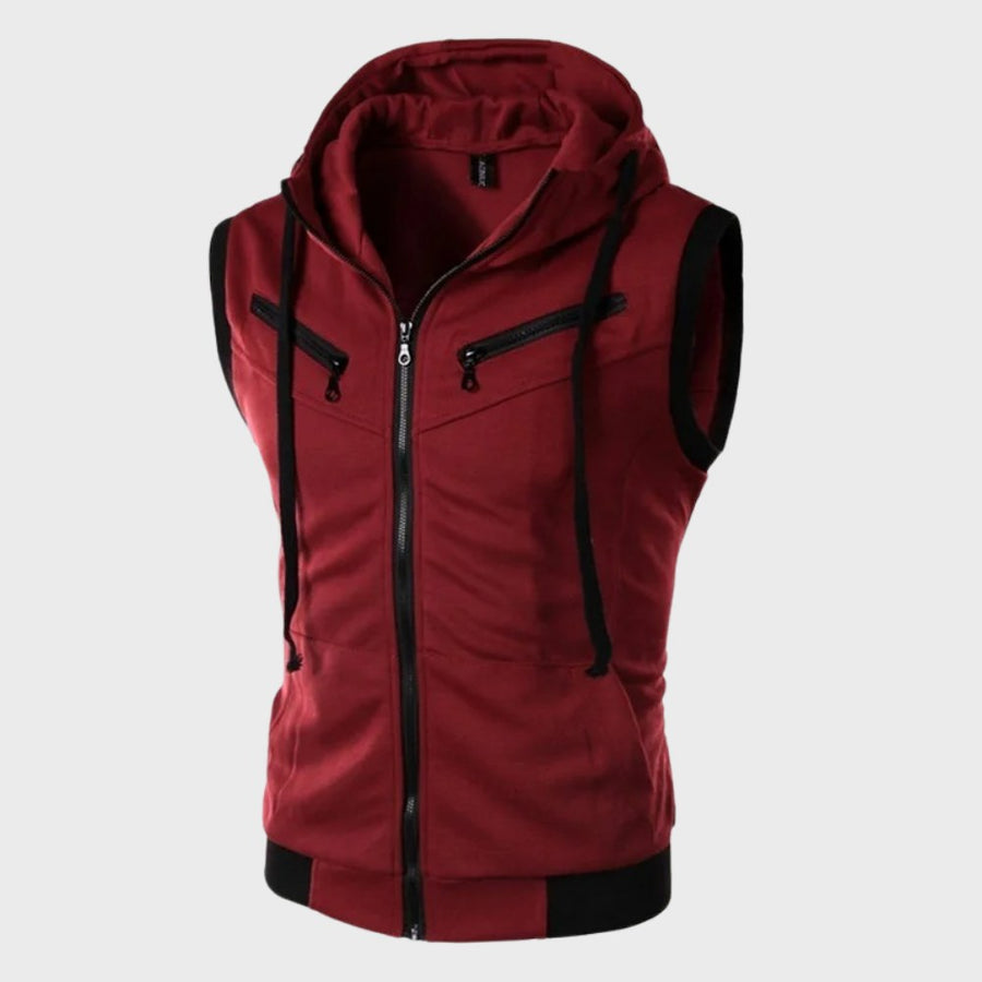Isidor Vest with Hood in Red
