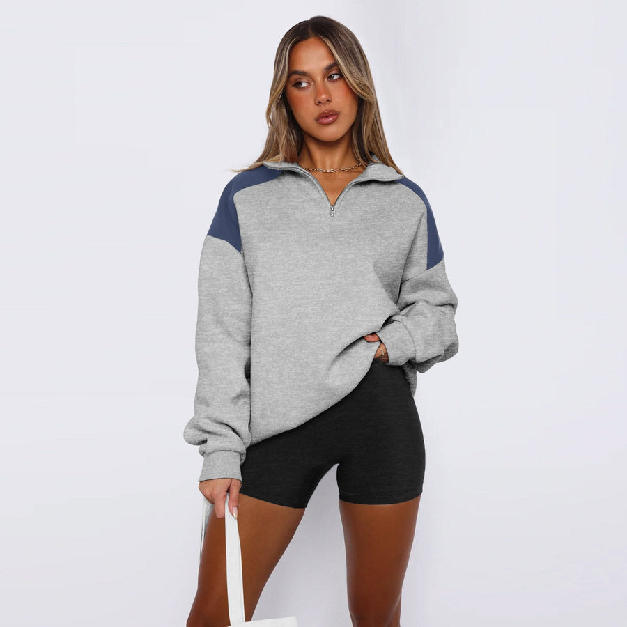 Isla Casual Shirt with Zip Front in Floral Grey and Grey Blue