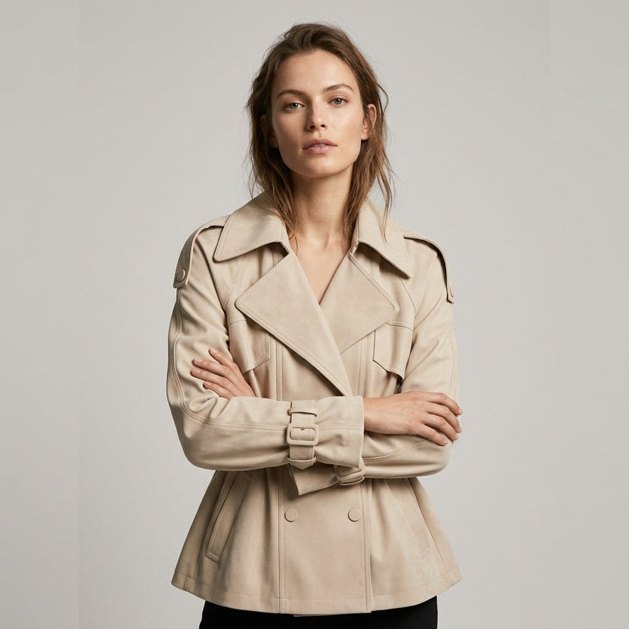 Isla Cinched Waist Jacket in Beige