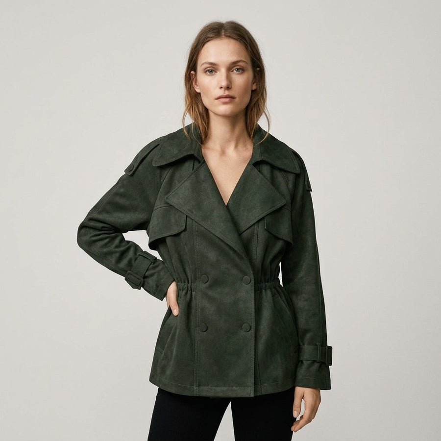 Isla Cinched Waist Jacket in Emerald