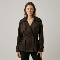 Isla Cinched Waist Jacket in Plum