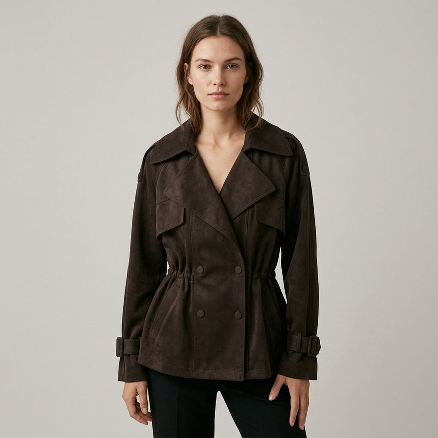 Isla Cinched Waist Jacket in Plum