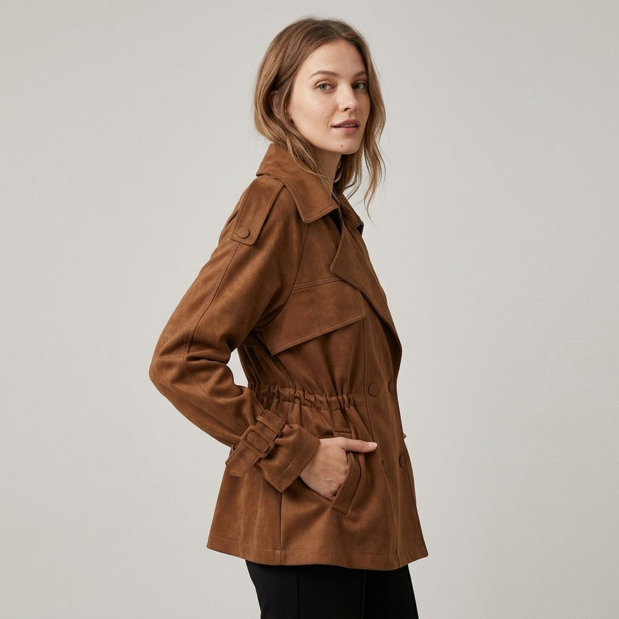 Isla Cinched Waist Jacket in Sienna Brown