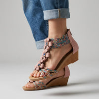 Isla Floral Wedge Sandal in Blush