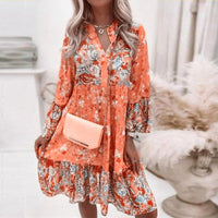 Isla Summer Dress with V-Neck in Orange