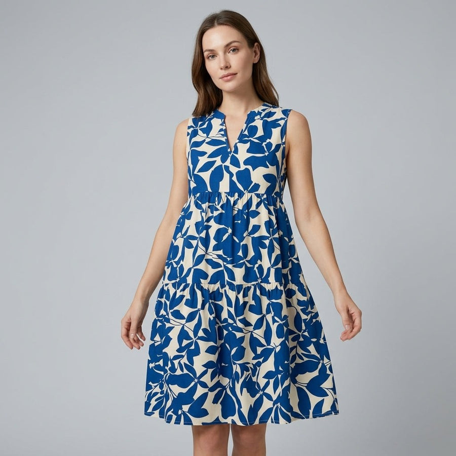 Isla Tiered Babydoll Mini Dress in Navy Blue