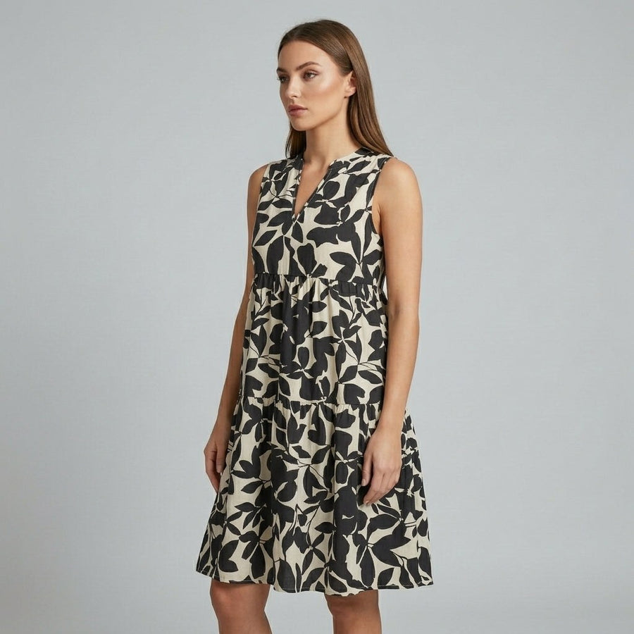 Isla Tiered Babydoll Mini Dress in Onyx