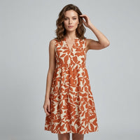 Isla Tiered Babydoll Mini Dress in Terracotta